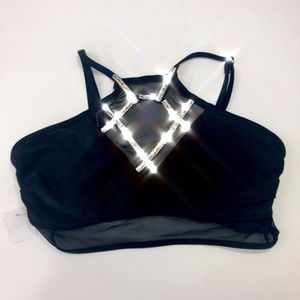 Black rhinestone bikini top